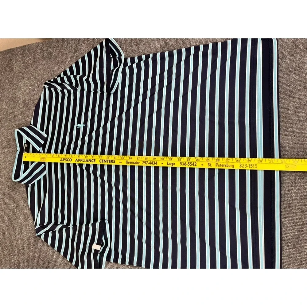 RLX  Ralph Lauren Wicking Polo‎ Shirt Mens  Blue White Striped  Size XL